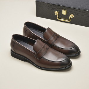 Mocassins en cuir pour homme, style britannique, en cuir de vache véritable noir, semelle en caoutchouc, pour tenue décontractée ou professionnelle, tailles 38 39 40 41 42 43 - Product Image 2