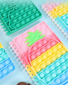 2022 école coloré 50 pages a5 arc-en-ciel silicone couverture spirale ours licorne dinosaure fidget bulle <span class=keywords><strong>pop</strong></span> itting cahier pour les enfants - Product Image 6