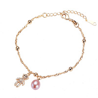Bracelet de perles d'eau douce HECATE 7MM avec pendentif fleur en zircon et diamant, bracelet de perles de lune pour femme