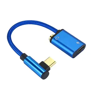 Ângulo reto 90 graus usb c para 3.5mm jack de fone de ouvido 2 em 1 tipo c para 3.5 adaptador de áudio e carregamento do fone de ouvido de mm