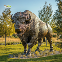Estatua de Bisonte Americano de Bronce en Venta, Escultura de Fauna Silvestre Personalizada para Rancho