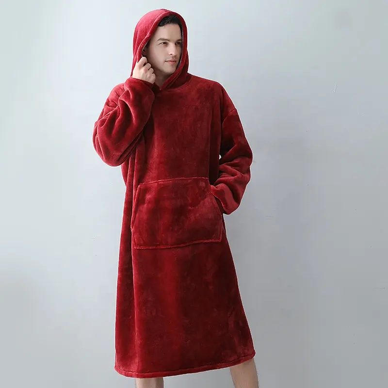 Couple Oversized TV Blanket Hoodie Robes With Deep Pockets