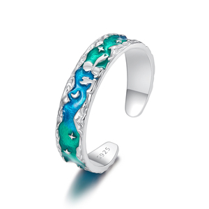 925 Sterling-Silber Regenbogen <span class=keywords><strong>Aurora</strong></span> Sternring Der kleine Prinz und die Fox Öffnungsringe für Damen bunte stapelbare Party-Anillo SCR1021 - Product Image 1