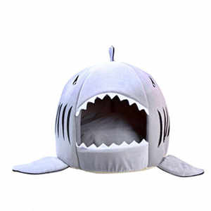 Neuankömmling Hochwertige benutzer definierte Farbe Logo Baumwoll tuch Hersteller Hai Muster Plüsch Hunde bett Katze Warmer Schlafsack Haustier Matte - Product Image 1