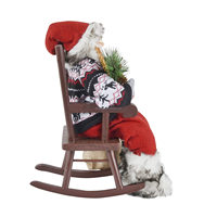 Père Noël assis sur une chaise berçante antique de 40 cm, rouge, figurine de Noël, décoration de fête, objet de décoration de Noël, fournitures de Noël, fabrication