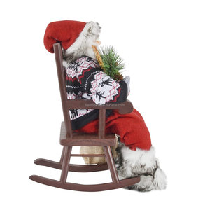 Statuetta Antica di Babbo Natale Seduto su Sedia a Dondolo, 40cm, Rossa, Decorazione Natalizia Festiva, Articolo da Esposizione, Forniture Natalizie di Fabbrica - Product Image 3