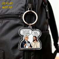Porte-clés Pères fondateurs et Jésus : Design comique 'C'est comme s'ils n'écoutaient même pas', Breloque en acrylique transparent pour sacs et sacs à dos