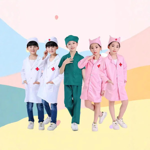 Abrigo blanco de manga larga para niños Uniforme de enfermera de rendimiento profesional Experimento científico Uniformes de hospital de juego de rol - Product Image 1
