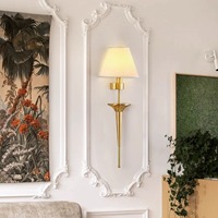 Prix d'usine personnalisé applique murale en laiton luminaire de chevet cuivre veilleuse abat-jour en tissu applique murale éclairage