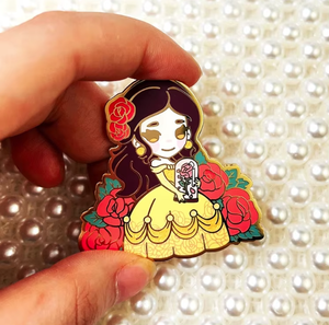 Toptan ucuz fiyat özel sevimli peri karikatür altın kaplama Metal sert emaye Glitter serigraf baskı yaka iğneler hediyeler için - Product Image 3