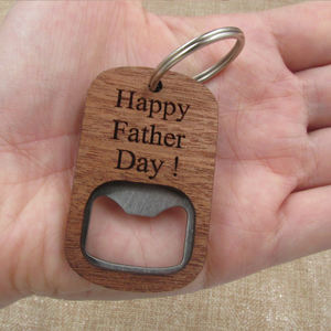 Porte-clés multifonctionnel en bois et métal, ouvre-bouteille de bière, porte-clés d'impression en forme de cœur - Product Image 4