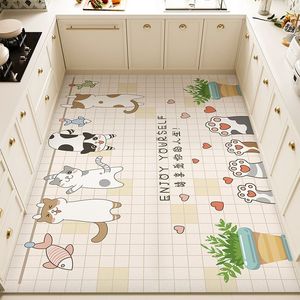 Tapete de Cocina de PVC con Estampado de Animales de Dibujos Animados, Rectangular, Antideslizante, Impermeable, para Interiores, Cobertura Total, Resistente al Aceite - Product Image 1