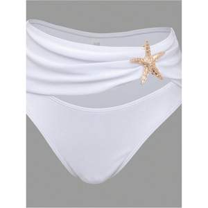 ชุดว่ายน้ำแบบ 3 ชิ้นสำหรับผู้หญิง ชุดบิกินี่แบบเปิดไหล่ พร้อมกระโปรงคลุม ผ้าสแปนเด็กซ์ ไนลอน ยืดหยุ่นได้ - Product Image 2