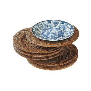 Manteles individuales tejidos de ratán redondos de alta calidad, patrón de planta rústica, decoración de mesa de comedor OEM para manteles individuales de Navidad - Product Image 4