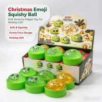 Joyeux Noël Jouet Squishy en forme de boule, motif visage de monstre vert, avec paillettes transparentes, doux à presser, sensoriel anti-stress, cadeau