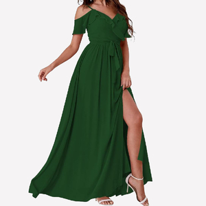 Di alta qualità off spalle rosa festa di nozze sera chiffon damigella d'onore <span class=keywords><strong>abiti</strong></span> lunghi <span class=keywords><strong>per</strong></span> le donne - Product Image 1