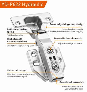 Youdo 35 mét cup thủy lực bản lề CLIP trên tấm giấu bản lề tủ có thể điều chỉnh mềm đóng đồ nội thất bản lề - Product Image 2