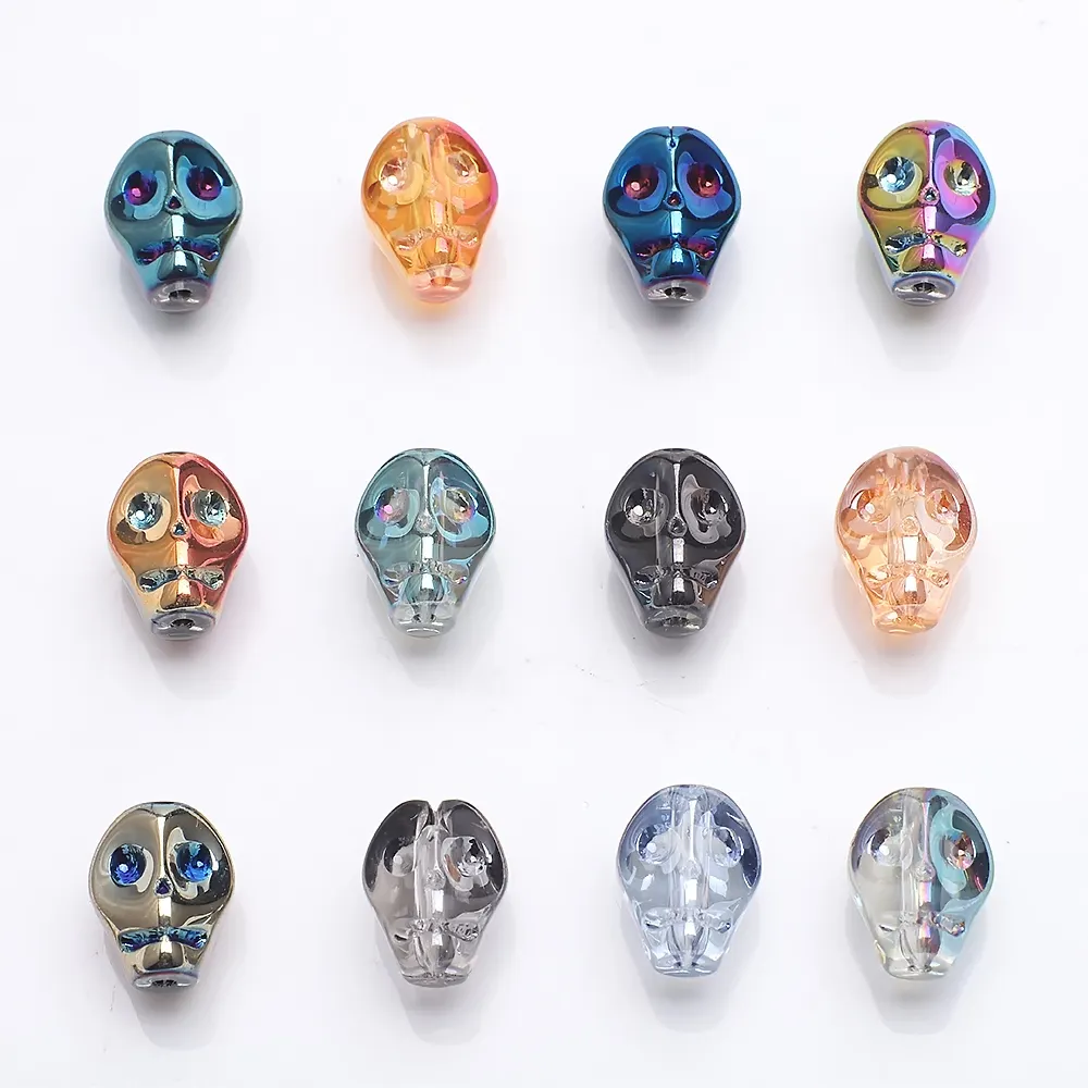 Zhubi 8x10mm Pha lê sọ hạt đầy màu sắc Alien Head Shaped Murano Glass hạt đối với trang sức làm DIY Vòng Cổ Vòng đeo tay