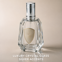 Flacon de parfum vide personnalisé en verre 50 ml, corps facetté, capuchon argenté, flacon atomiseur rechargeable avec boîte cadeau rose, vente en gros