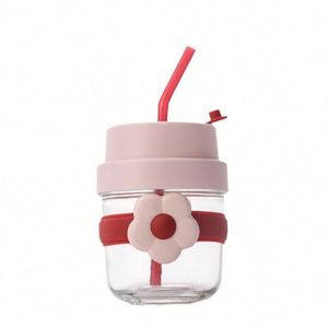 Vaso de Vidrio Reutilizable para Jugo o Leche, Diseño Floral, Portátil, para Estudiantes, Gran Capacidad, Color y Logotipo Personalizables - Product Image 4