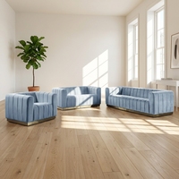 Ensemble de canapés sectionnels de luxe contemporains Chesterfield en velours capitonné avec rembourrage en éponge pour salon d'appartement