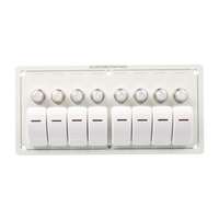 Panel de Interruptores Marino de Aluminio Blanco de 8 Vías, Listo para Enviar, con Protección Contra Sobrecarga e Indicadores LED