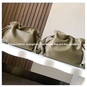 Alta versión de lujo de cuero de vaca cubo nube bolso de mujer nuevo Lucky <span class=keywords><strong>Flamenco</strong></span> cordón rompecabezas cuero genuino impermeable - Product Image 6