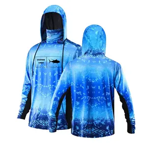 Men's Camo Fishing Hoodie And Quick Dry Breathable Sports Shirt Customized Plus Size With Long Sleeve Sublimation Fishing Wear