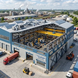 Structure en acier industrielle à connexion rapide par boulons pour hangar de maintenance de véhicules lourds miniers, conforme aux normes internationales - Product Image 1