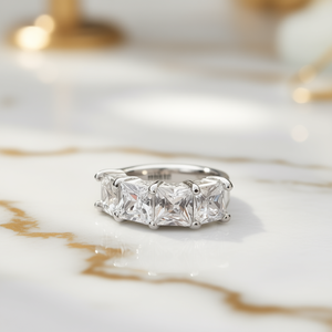 Bague en diamant taille princesse Nine West en or blanc pour femme, style classique, couleur D, diamant naturel, bijoux fins - Product Image 2