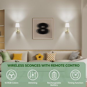 <b>Wall</b> <b>Lights</b> with Detachable Rechargeable Battery,Wireless LED <b>Wall</b> Lamp with <b>Remote</b>,7 RGB & 3 Color Modes for Hallway Home Decor - Product Image 2