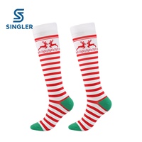 Kaos Kaki Kompresi Natal Logo Kustom Setinggi Lutut Stoking Kompresi Bertingkat Grosir Kaos Kaki Natal Rusa Natal