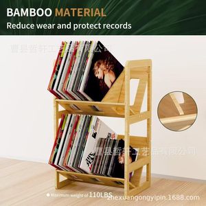 Étagère à CD double couche en bois massif, étagère à livres et magazines pour le rangement du salon, polyvalente et portable - Product Image 3