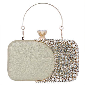 Elegante Bolso de Mano Clásico de PU con Pedrería para Mujer, con Diseño de Lujo con Cristales Brillantes, Forro de Seda y Cierre de Cremallera - Product Image 1