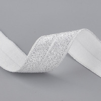 Bande élastique à bordure en brocart, polyester/nylon, noir et blanc, pailletée, haute élasticité, brillante, en rouleau, pour vêtements, couture, bricolage