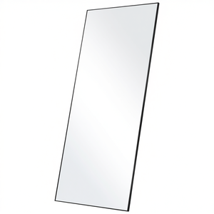 Miroir sur pied pleine longueur 71 x 31 en verre trempé avec cadre en alliage d'aluminium noir, pour usage domestique, à poser, à accrocher ou à appuyer - Product Image 1