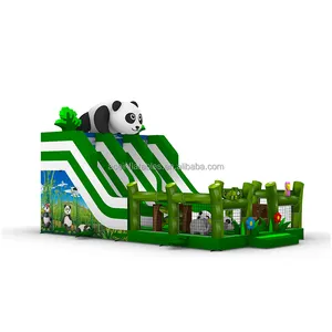 定制儿童成人充气跳跃城堡滑梯娱乐户外室内熊猫竹主题公园充气游乐场