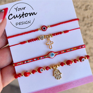 Pulseras trenzadas ajustables con cuentas de cristal para mujer, brazaletes de <span class=keywords><strong>amistad</strong></span> con Ojo Azul malvado - Product Image 2