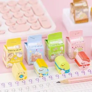 Cartoon Briefpapier niedlichen kawaii Mini Tier Design Milch box Radiergummi für Kinder