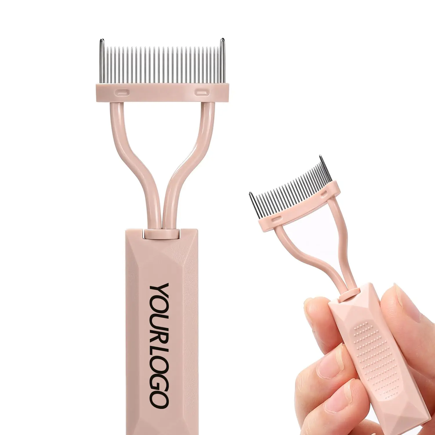 2024 Private Logo Eye Cosmetic Brush Tool Pink Eyelash Curler Eyelashes Arc Designed Lash Definer Comb Cosmetic Brush Tool