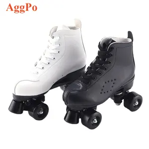 Patins à roulettes unisexes à roues lumineuses, patins à roulettes à double rangée, chaussures à quatre roues, patins pour adultes, <span class=keywords><strong>taille</strong></span> <span class=keywords><strong>34</strong></span> à 45, noir et blanc - Product Image 1