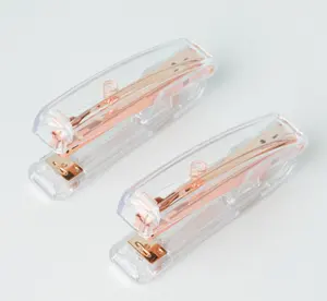 Chất lượng tốt nhất bền thời trang Acrylic giấy ràng buộc công cụ nhựa trong suốt stapling cụ Rose Gold Màu Stapler