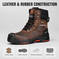 Bottes de sécurité montantes AIMVVSEC en cuir de vachette avec embout en acier, anti-perforation, antidérapantes, doublure respirante en maille pour semelle intermédiaire, idéales pour le travail en hiver