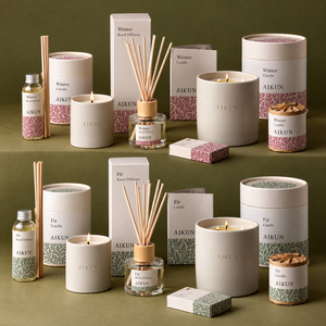 Coffret cadeau Aikun de bougies parfumées et diffuseurs à bâtonnets en verre céramique multi-compartiments, dans une boîte ajustée, idéal pour un déménagement. - Product Image 2