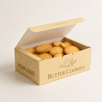 Boîte en carton blanc avec logo personnalisé imprimé, couvercle rabattable, carton de haute qualité pour l'emballage de biscuits, de collations et de produits de boulangerie