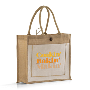 Sac fourre-tout <span class=keywords><strong>en</strong></span> <span class=keywords><strong>toile</strong></span> de jute imprimé écologique avec poche avant et bouton <span class=keywords><strong>en</strong></span> noix de <span class=keywords><strong>coco</strong></span>, idéal pour cadeau ou shopping - Product Image 2