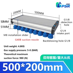 อุปกรณ์จับยึดสุญญากาศแบบรวม CPSR ขนาด 500x200 มม. สำหรับระบบดูดสุญญากาศแบบสี่เหลี่ยมผืนผ้า สำหรับหุ่นยนต์เรียงซ้อนกล่องไม้ - Product Image 6