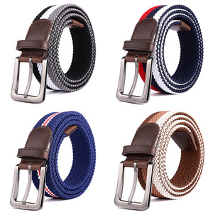 Fábrica al por mayor de encargo de los hombres de trenzado elástico tejido cinturón de golf para los pantalones vaqueros cinturón elástico con aleación para la hebilla - Product Image 3