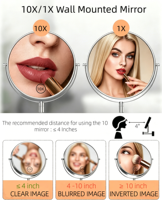 Miroir de maquillage cosmétique personnalisé à double face extensible, pliable, rotatif à 360 degrés, éclairé, grossissement 10x