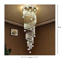 Lustre LED 7 lumières H58 X D20 encastré, design goutte de pluie, cristal, luxe, classique, moderne, fantaisie, à intensité variable, contrôle par application, pour escaliers, haute performance